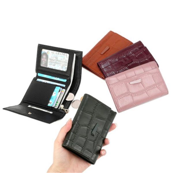 

wallets coin purse convenient simple fashion high capacity classic wallet three fold storage bag, Red;black