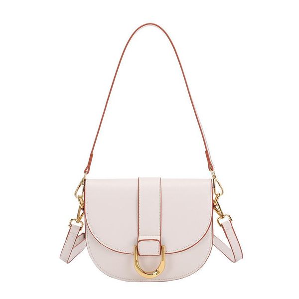 

evening bags [eam] women white elegant saddle pu leather flap personality all-match crossbody shoulder bag fashion tide 2021 18a3812