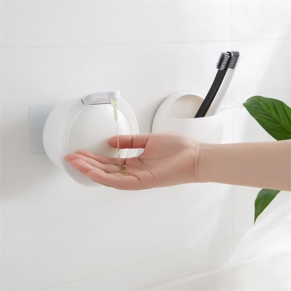 Dispenser di sapone liquido da 350 ml senza foratura accessori per il bagno con pressa per shampoo per lozione quadrata a parete 210423