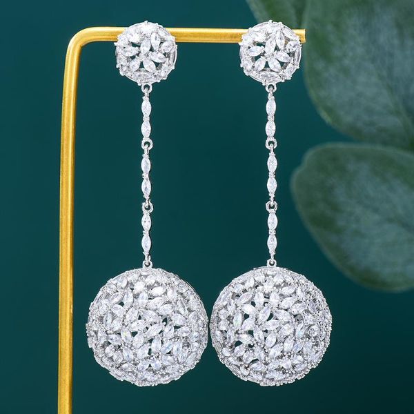 

dangle & chandelier godki 58mm luxury long tassels african earrings for women wedding cubic zircon crystal cz dubai bridal, Silver