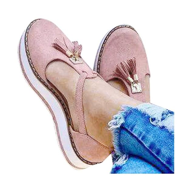 

dress shoes design women's tassel round toe flat casual pumps thick leopard print bottom buckle strap beach, Black