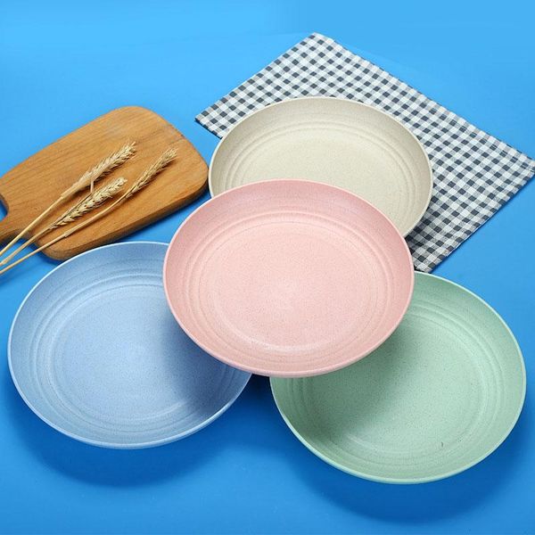 

dishes & plates lightweight wheat straw 4pcs unbreakable and sets non-toxin safe healthy for kids children adults ef