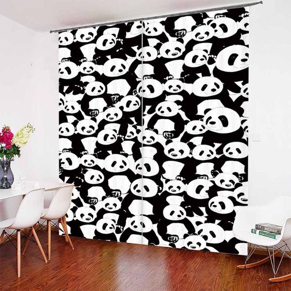 

curtain & drapes cute panda curtains for girls boys children cartoon giant window bedroom living room cherry blossoms decor