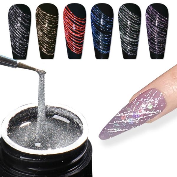 

nail gel 5g/box spider polish glitter reflective sliver golden wire lines painting nails art varnish all for manicure be1922-2, Red;pink