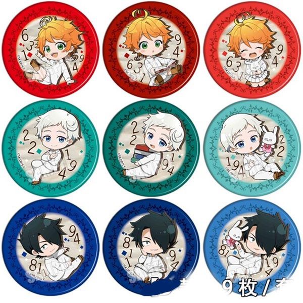 

pins, brooches 9pcs japanese anime the promised neverland pin cos cartoon badge brooch collectible for backpack bags collection accessories, Gray