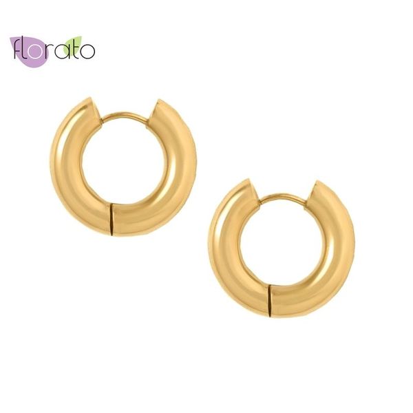 

hoop & huggie 925 sterling silver ear needle buckle for women gold color small large circle earrings punk hip hop jewelry accessories, Golden;silver