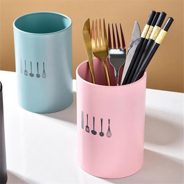 

storage bottles & jars multi-function chopstick cage stainless steel cutlery box creative cylinder drain rack fork spoon storag