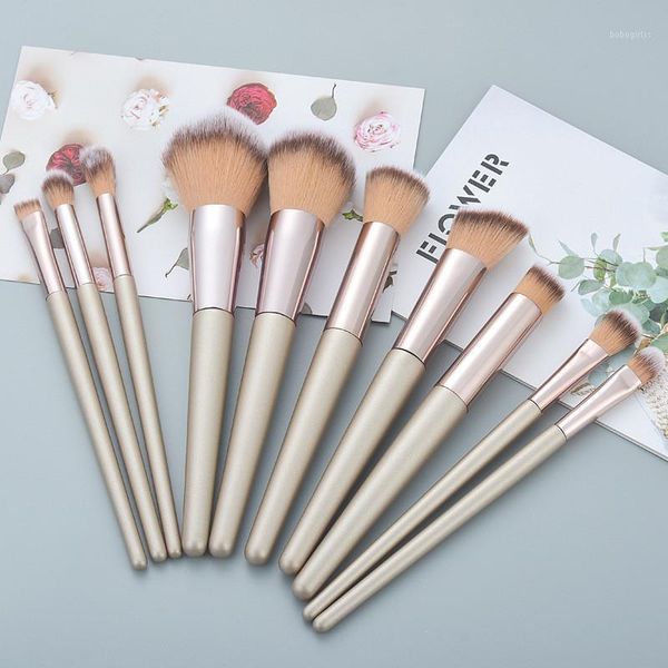 

10pcs champagne makeup brushes set for cosmetic foundation powder blush eyeshadow blending make up brush beauty tool1
