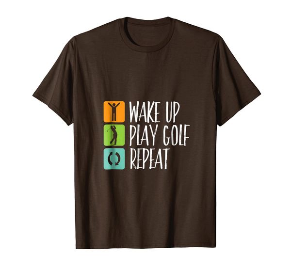 

funny golf t-shirt for golfers wake up play golf repeat, White;black