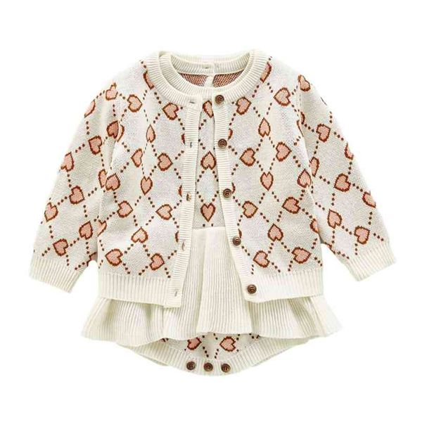 

autumn baby suit lovely mesh jacket romper crawling clothes two-piece set toddler girl clothes 210702, White