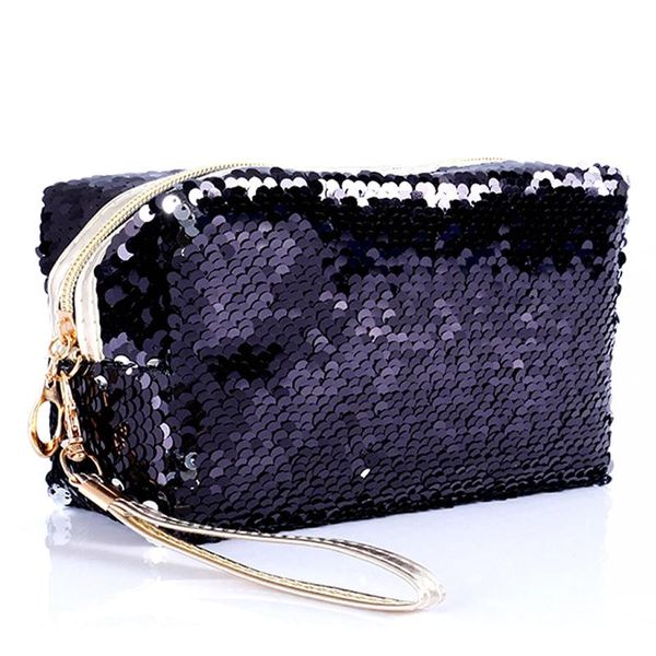

fashion sequin glitter portable cosmetic bag organizer holder small makeup case travel storage beauty wash zipper women girl box bags & case