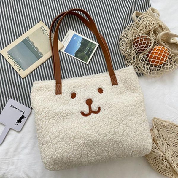 

shoulder bags lamb hair large capacity bag female 2021 trendy messenger ins simple plush tote