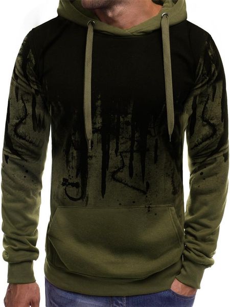 

fashion fleece hoodies casual d printed sweater 3 street men's pullover coat, Black