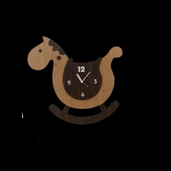 

wall clocks creative pendulum clock 3d big wood cartoon children's modern bedroom silent kids for children room gift