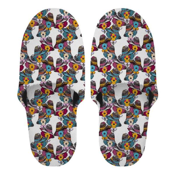 

winter fur warm slippers women indoor home slides soft bottom girls patern casual flats cute shoes for house, Black