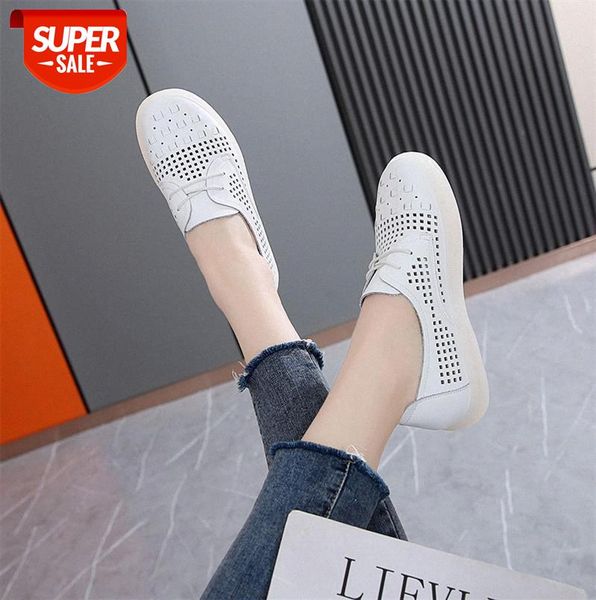 

punching sandals women's flat leather shoes round toe low-casual #o77i, Black