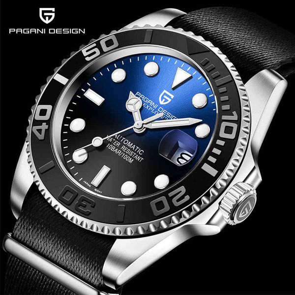 

watch pagani design 2021 men automatic mechanical stainless steel waterproof fashion business relogio masculino 40mm, Slivery;brown