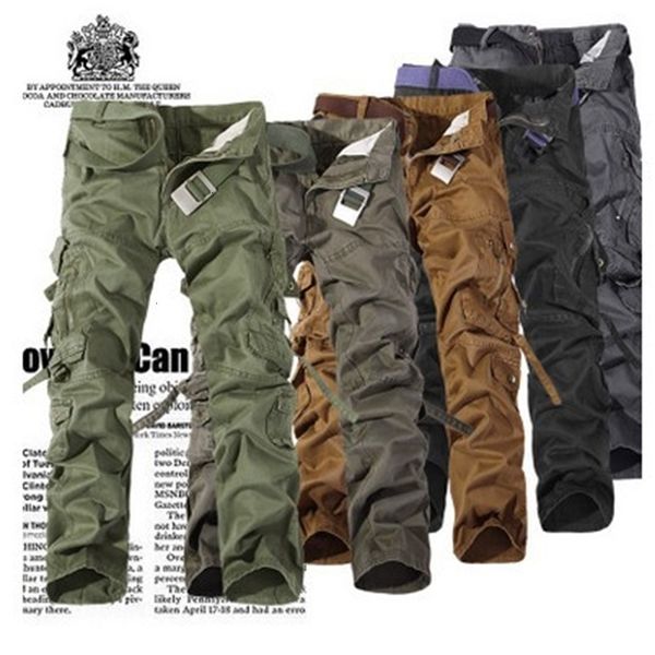 

men's pants multi-pocket casual overalls military cargo baggy men trousers army nx9y, Black