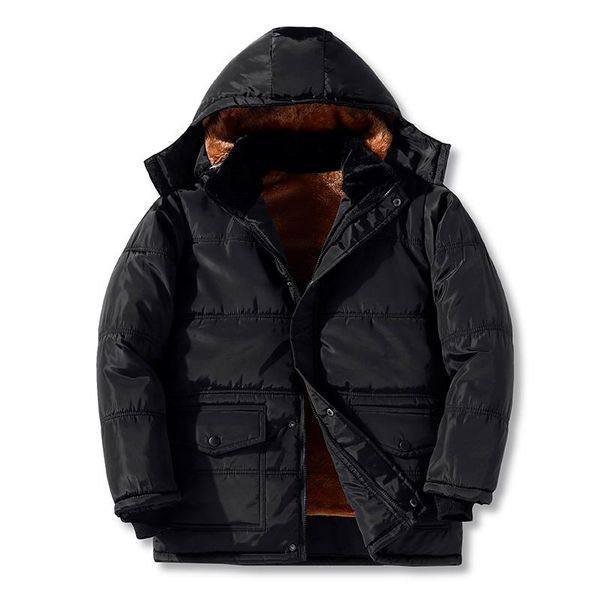 

men's down & parkas 2021 men jacket coats thicken warm winter windproof jackets casual mens parka hooded outwear cotton-padded 5xl, Black