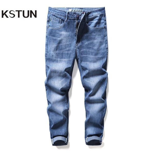 

men's jeans kstun brand 2021 autumn blue men skinny slim fit fashion quality stretch denim casual trousers peicils mens pants clothes