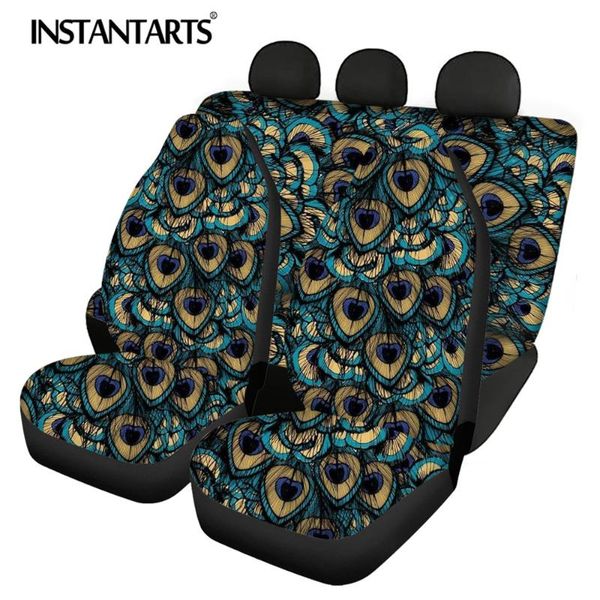 

car seat covers instantarts soft protector peacock feather pattern nonslip 5pcs/set durable front and back full set