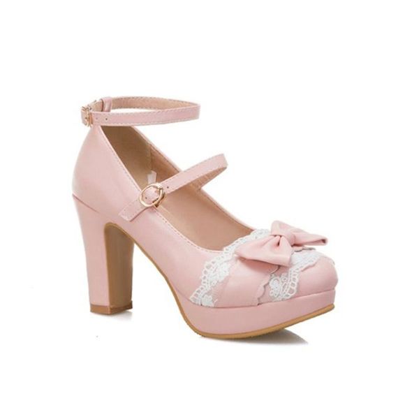 

dress shoes 2021 s round toe ankle strap chunky high heels pumps ladies mary janes block heel for woman, Black