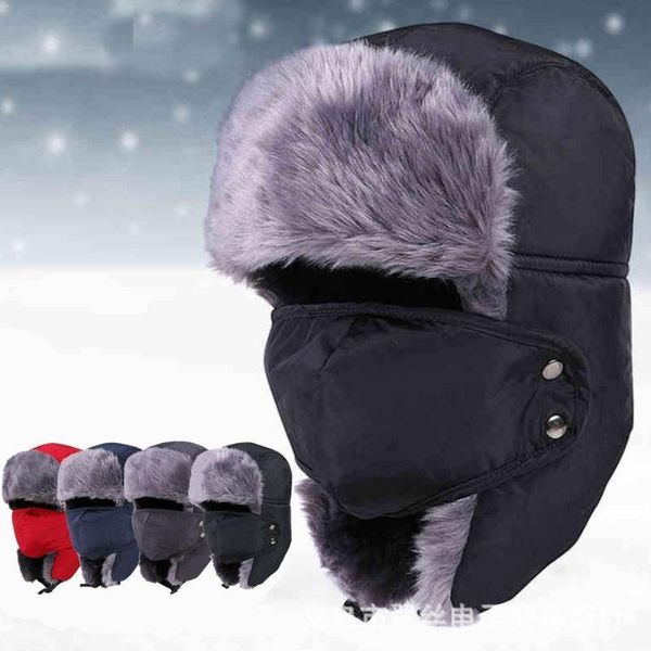 

winter warm windproof hats comfort thick cap polyester outdoor fashion quality beauty b6d4 cycling caps & masks, Black