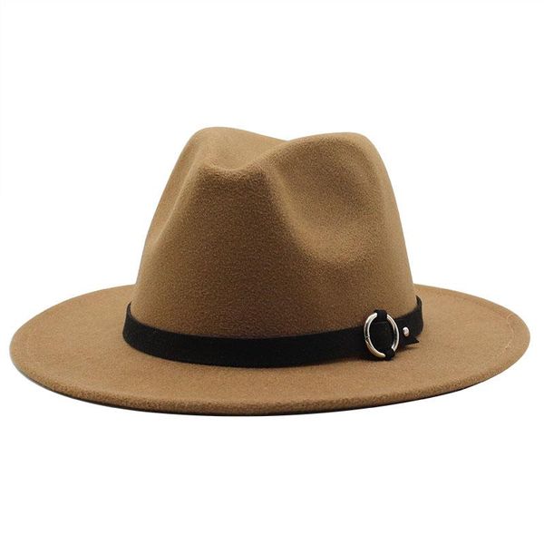 

wide brim hats fashion women men wool felt jazz fedora panama style cowboy trilby party formal dress hat large size yellow white, Blue;gray