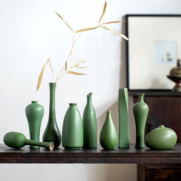 

ceramic small vase zen chinese style home decoration ornaments simple dried flower arrangement green vases