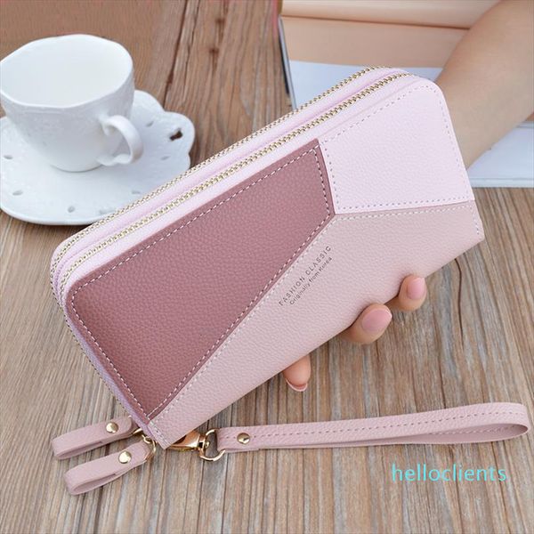 

brand pu leather wallets women patchwork long zipper coin purse money credit card holders phone bags female clutch wallet, Red;black