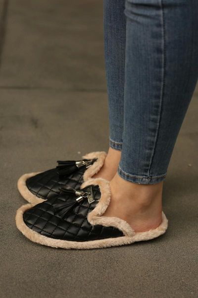 

women's black winter slippers