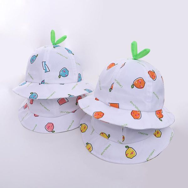 

caps & hats lovely fruit printing spring summer thin baby fishermen cotton sun for kids boys girls bucket beach, Yellow