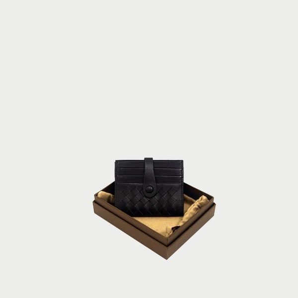 

card holders 2021 pattern bag genuine leather handwoven woven male and female same style button double side, Brown;gray