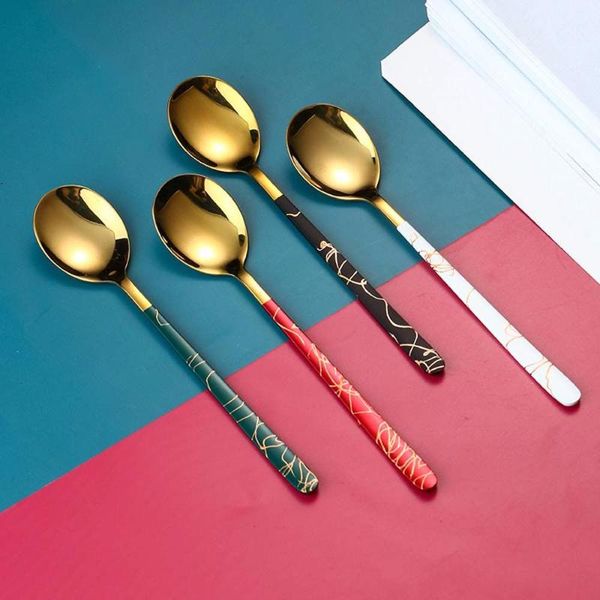

spoons 1pcs stainless steel for coffee tea chocolate cake scoop flatware teaspoon size s/l stirring party accessories