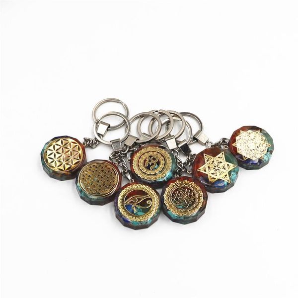

keychains orgone keychain metatron cube orgonite energy pendant 7 chakra reiki healing emf protection crystal, Silver
