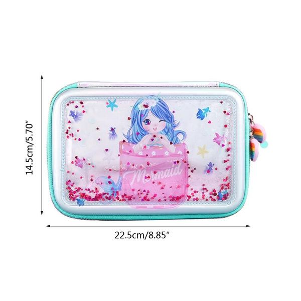 

pencil cases novelty mermaids case 3 layer portable mesh pockets slots pen tray holder dual zipper design for students
