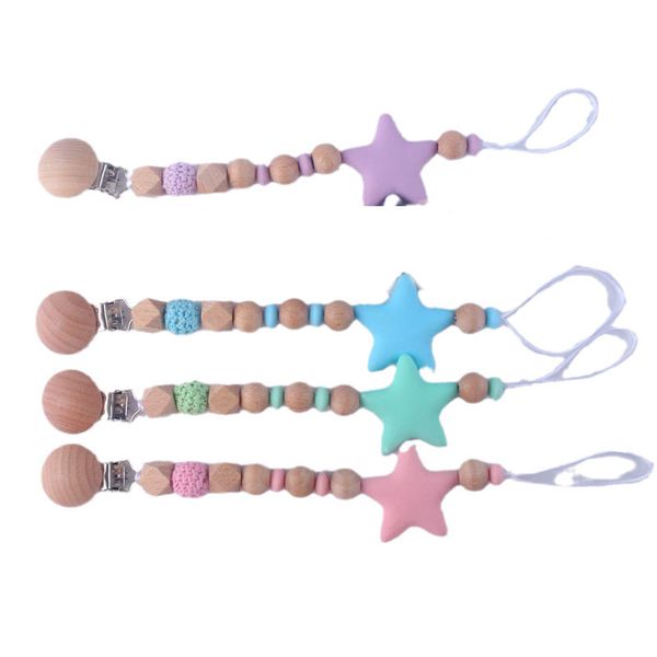 

baby pacifier holders clips weaning teething natural wooden girl practice toys accessories mother and child supplies birch chain tooth glue