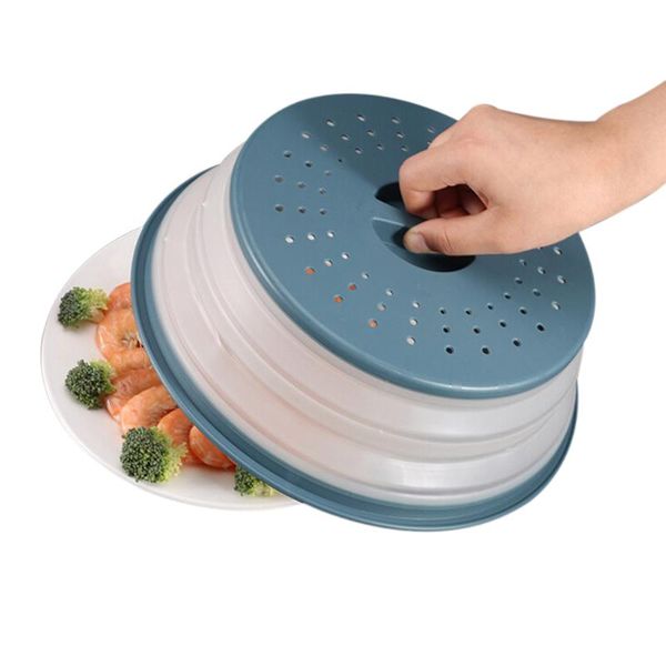 

other household sundries 2021 style microwave splash-proof cover collapsible food hollow-out drain basket with handle