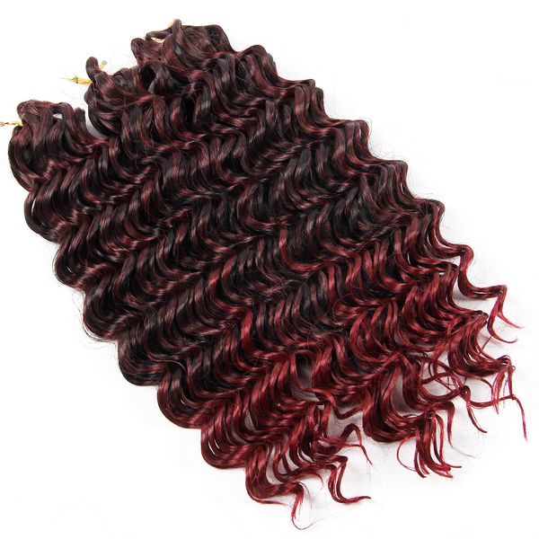 Ombre-Flechthaar, synthetische Zöpfe, Erweiterungen, 3 Stück/Packung, 25,4 cm, Freetress Deep Wave Crochet Hair Braids, Afro Hair Braided