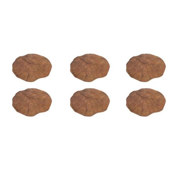 

mats & pads 6 pcs placemats,washable pvc non-slip heat resistant table place wood grain meal mat for kitchen,forest wedding,etc