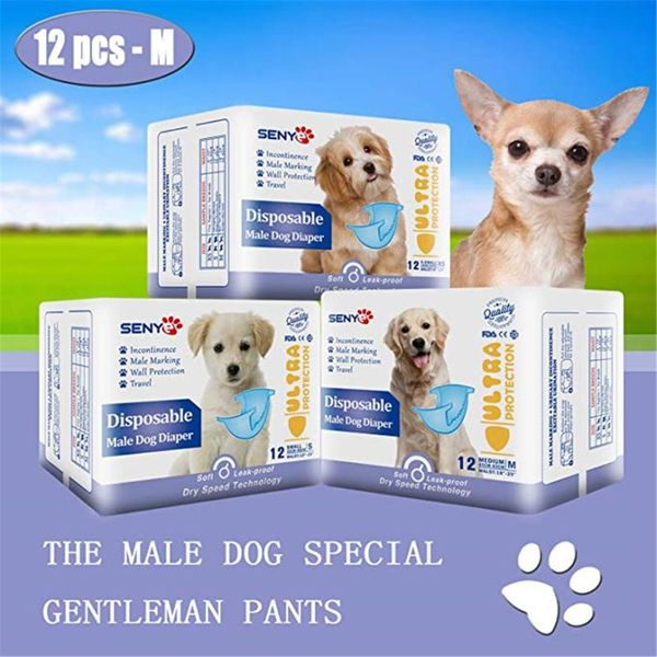 

dog apparel absorbent diapers disposable super for male dogs 12 pcs/bag wraps sanitary pants no fur hurts convenient