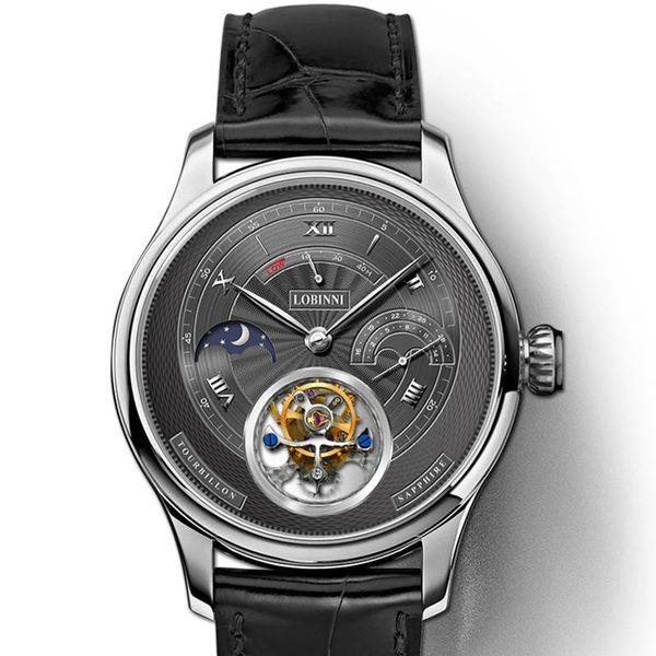 

wristwatches watches men switzerland tourbillion mechanical watch sapphire waterproof energy display clock l8886-5, Slivery;brown