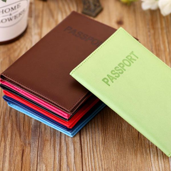 

card holders 2021 design travel passport id cover holder case faux leather protector skin organizer gifts, Brown;gray