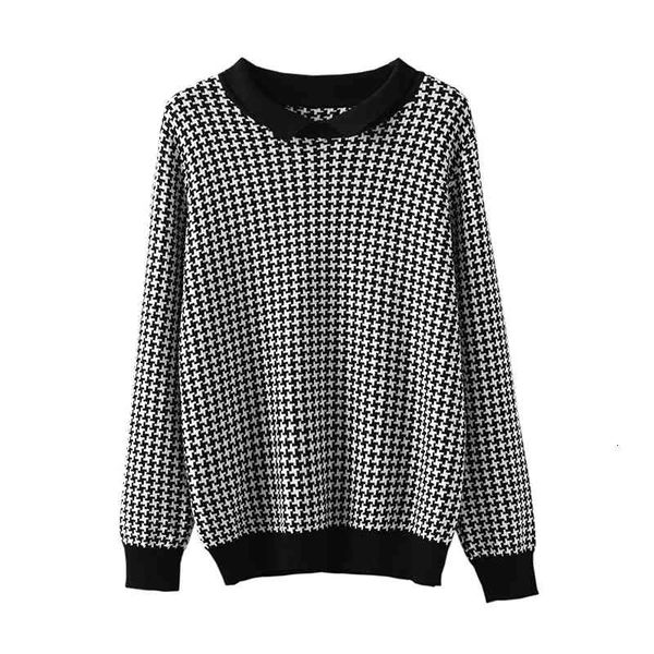 

women's sweaters female cotton sweater with round collar, casual long sleeve unnz, White;black