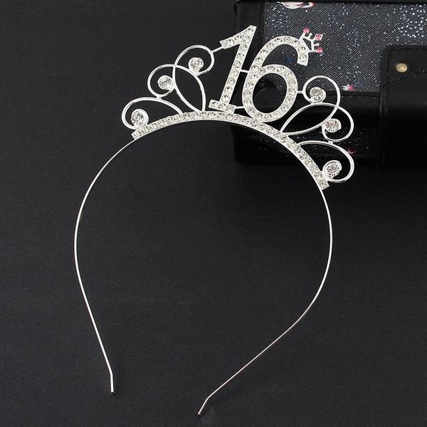 

sweet 16 birthday crown rhinestone tiara headband for girl hair accessories 16th party hat cake decorations favor gifts decoration