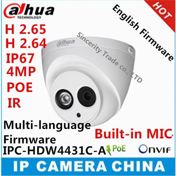 

cameras dahua h2.65 ipc-hdw4431c-a built-in mic hd 4mp ir 50m network ip camera security cctv dome support poe hdw4431c-a