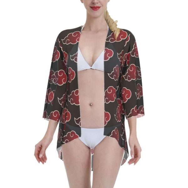 

women's swimwear 2021 women swimsuit kimono cardigan anime manga costume akatsuki (15) summer bathing suit blouse, White;black