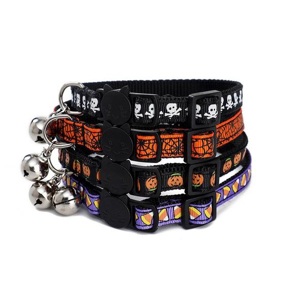 

cat collars & leads pet collar nylon adjustable kitten with bell puppy neck strap for cats small dogs halloween party costume accessories