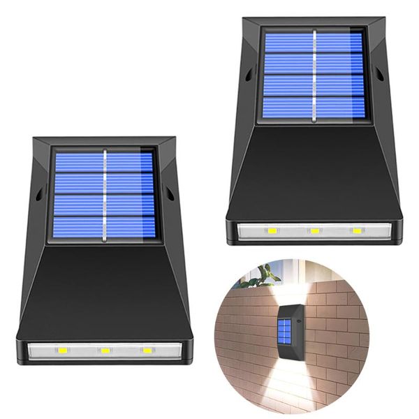 

solar lamps 2pcs light outdoor wall lamp ip65 waterproof super bright 6led for garden decoration patio street