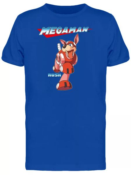 

capcom mega man rush the dog graphic men's t-shirt, White;black